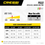 Cressi Maui Open Heel Fins | Cressi Diving Gear Canada.