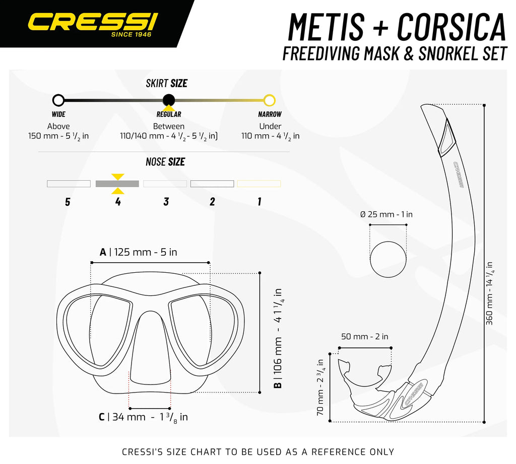 Cressi Metis & Corsica Mask & Snorkel Freediving Set | Cressi Diving Gear Canada.