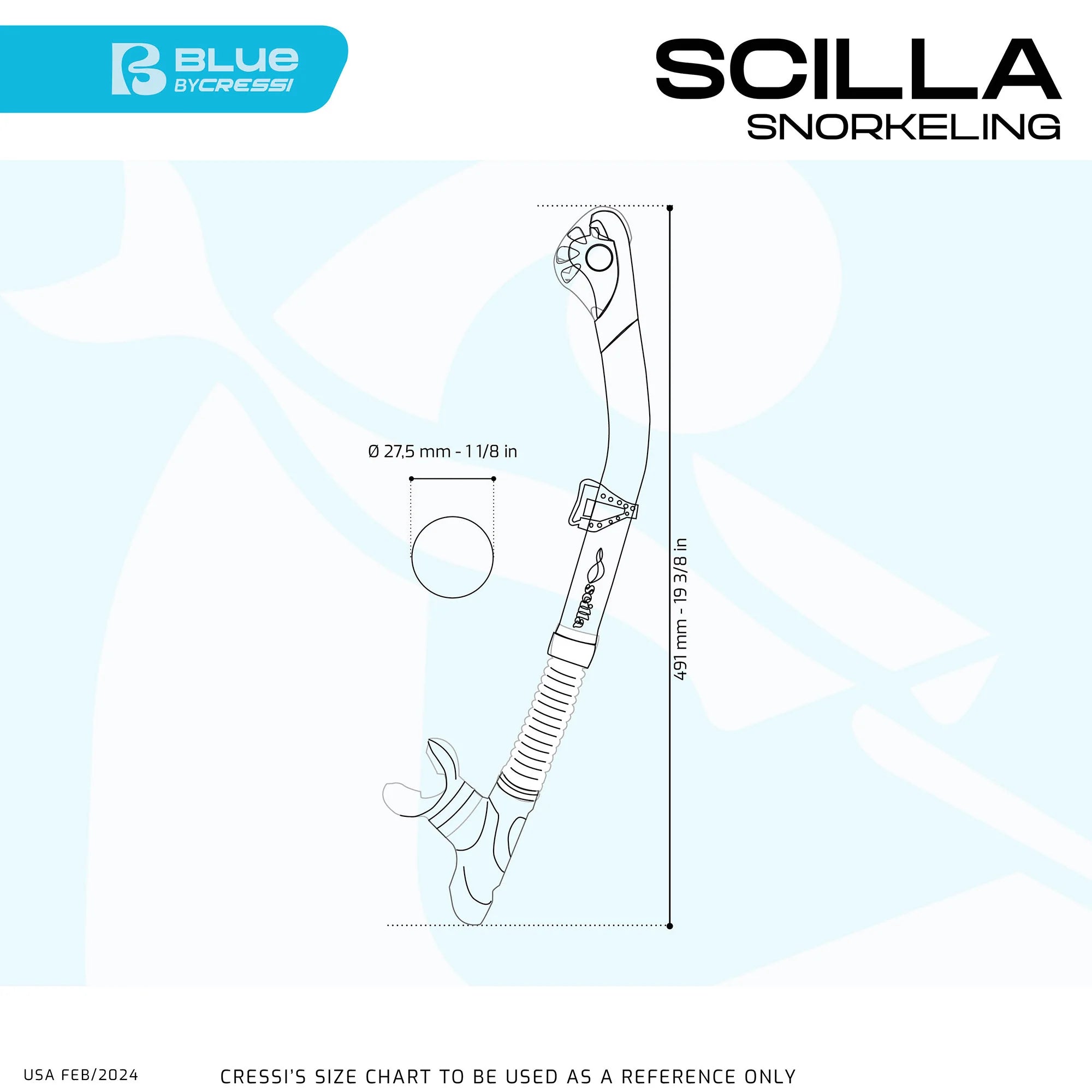 Cressi Scilla Dry Snorkel | Cressi Diving Gear Canada.