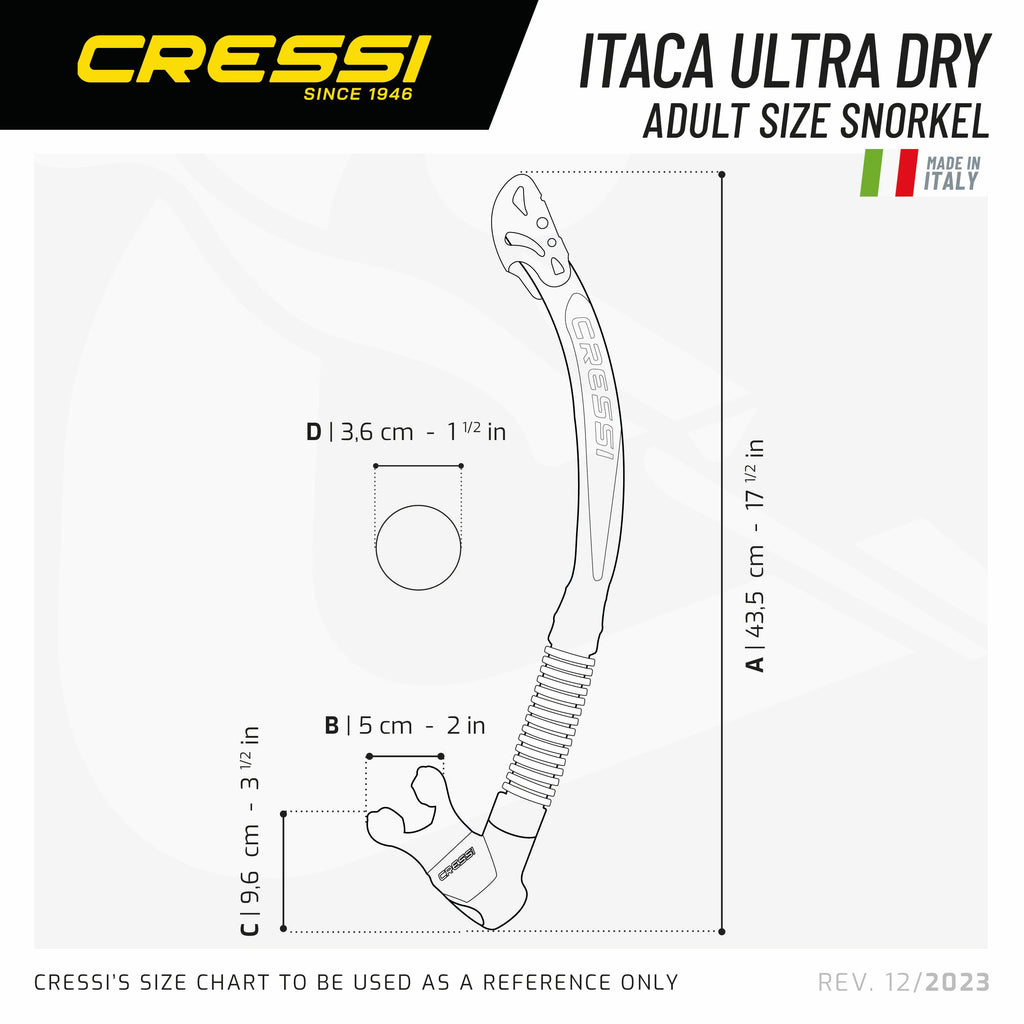 Cressi Itaca Ultra Dry Snorkel | Cressi Diving Gear Canada.