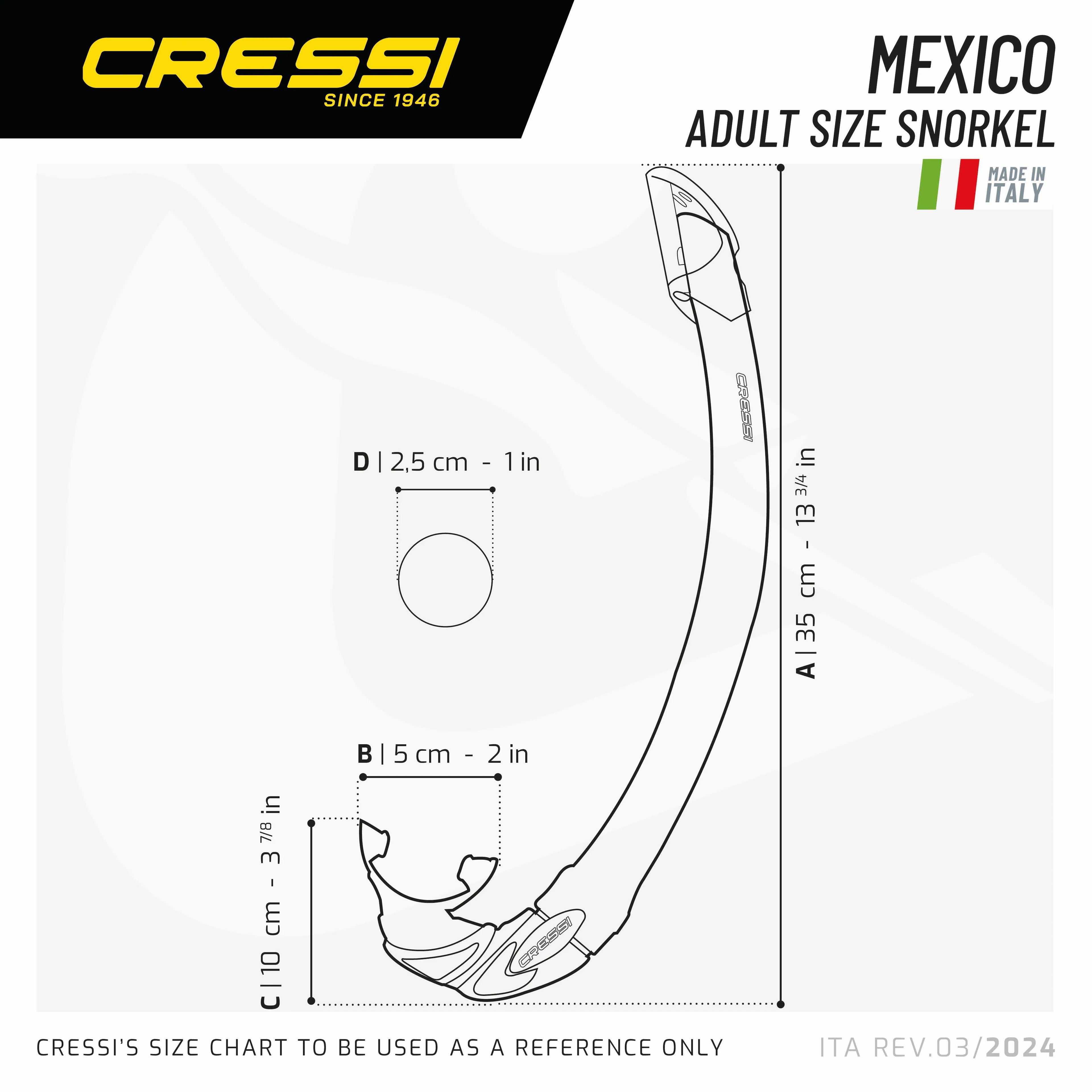 Cressi Mexico Semi-Dry Snorkel | Cressi Diving Gear Canada.