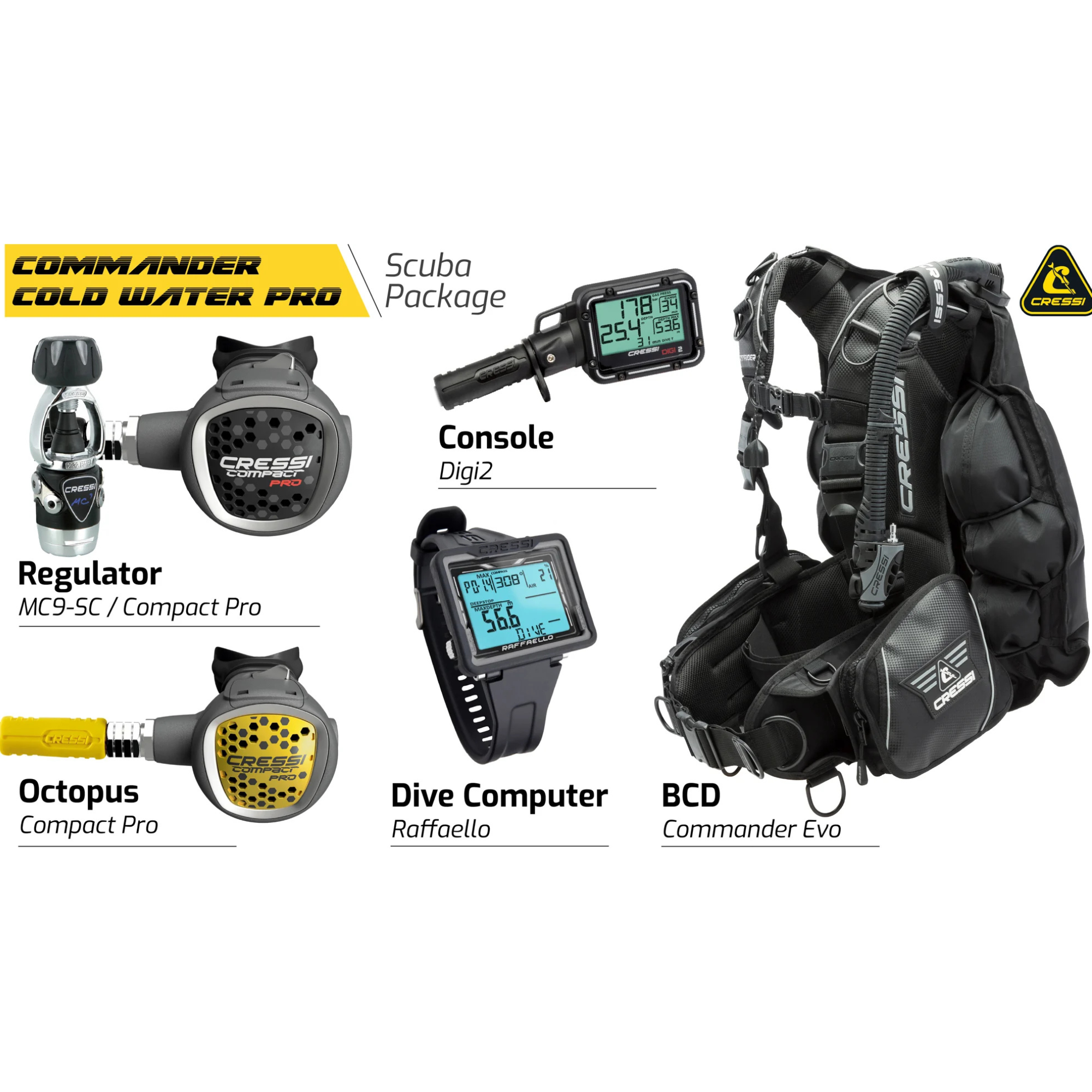 Cressi Commander Cold Water Scuba Package | Cressi Diving Gear Canada. Main image
