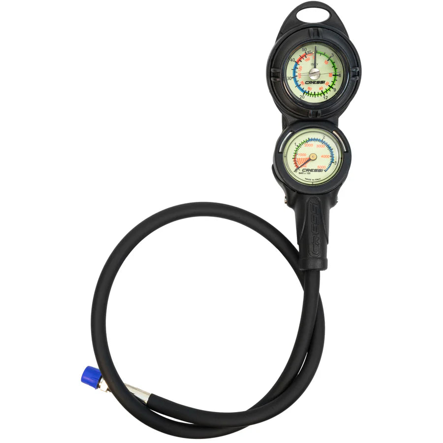 Cressi Console PD2 Depth & Pressure Gauge Global Fluo Imperial | Cressi Diving Gear Canada.